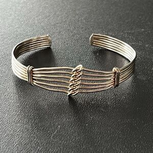 Silver Plated 5 Wire Bracelet Cuff Bracelet Great Design Adjustable 2 1/2" Wide